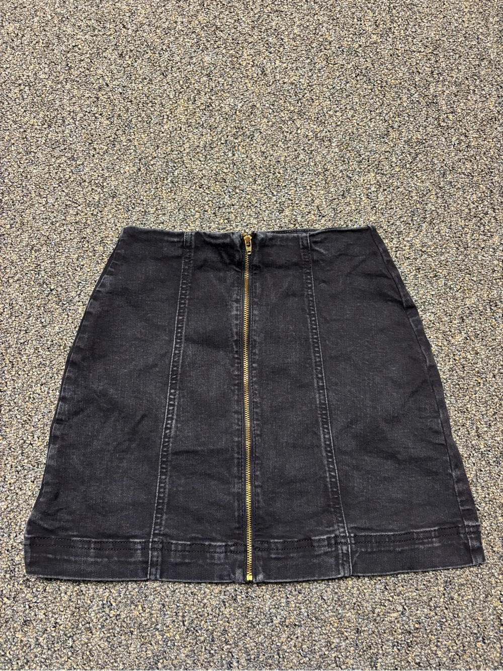 BDG Black Denim A-Line Mini Skirt with Front Zip